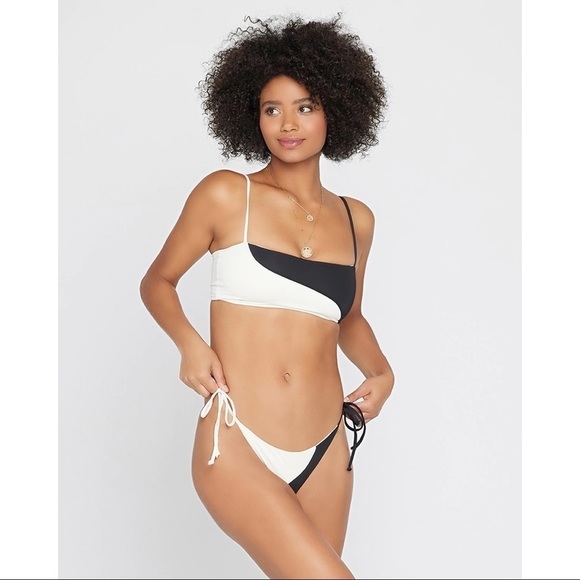 Nwt L*Space Color Block Ari Ying Yang Baddie Bikini Top - Picture 1 of 7